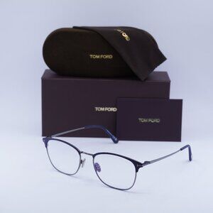 Tom Ford FT5750-B 091 Square Eyeglasses 54mm - Blue/Ruthenium/Blue Light Block